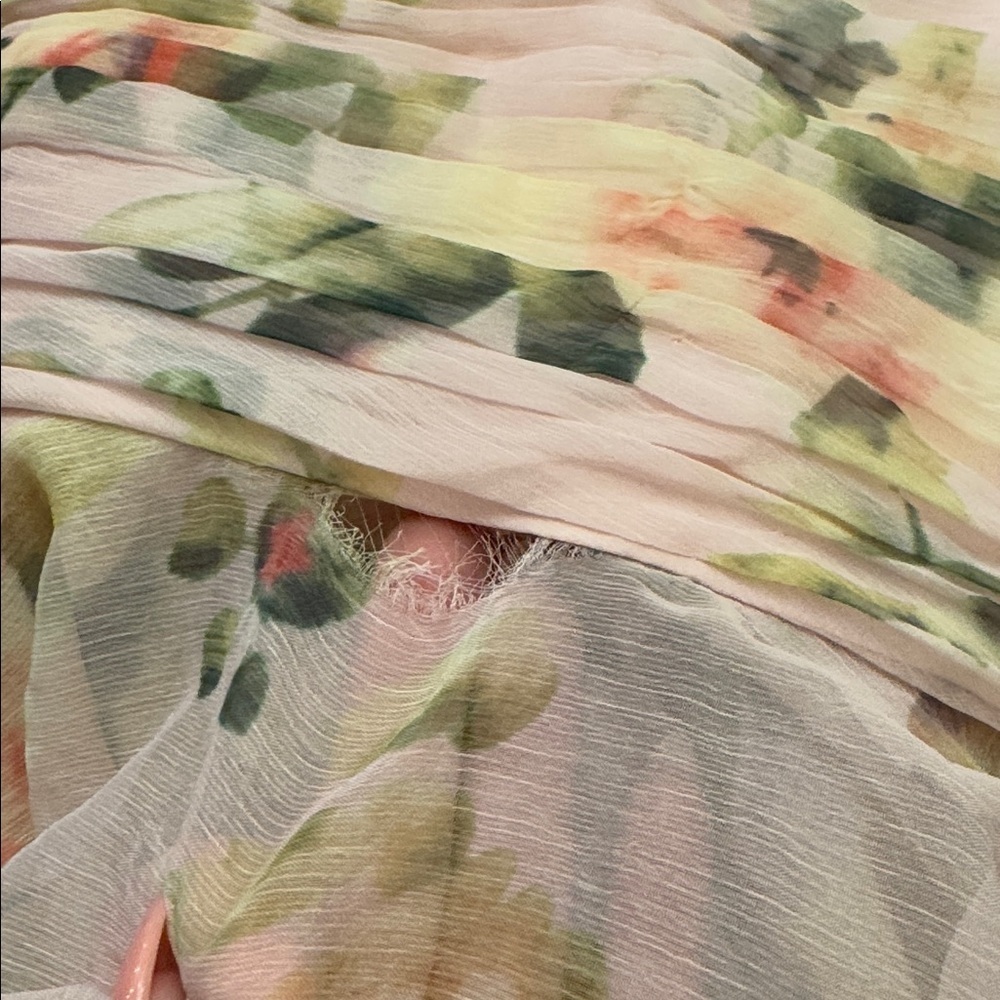 IEENA FOR MAC DUGGAL
Light Pink Floral Print Asymmetrical Ruffle Hem Dress - Picture 14 of 15